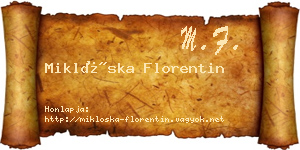 Miklóska Florentin névjegykártya